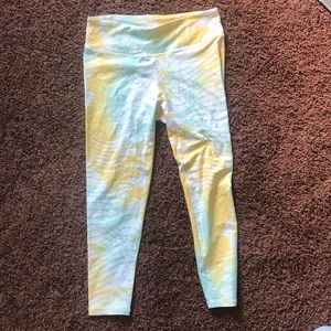 Green and yellow fabletics cropped leggings